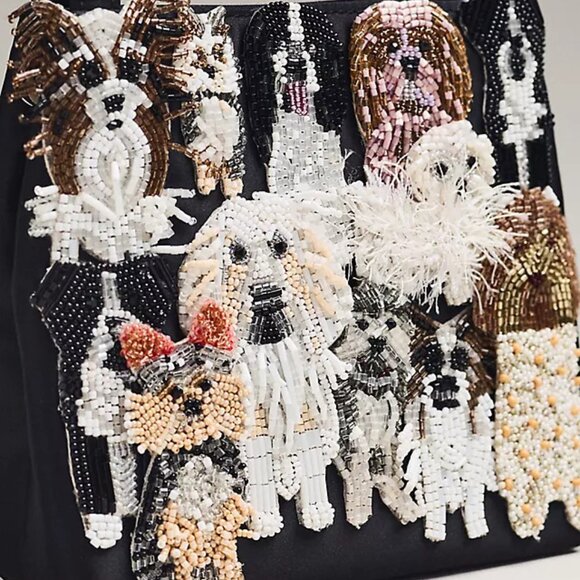 Anthropologie Handbags - Anthropologie Susan Alexandra BARKIN Beaded Bag small NWT black satin lady bag